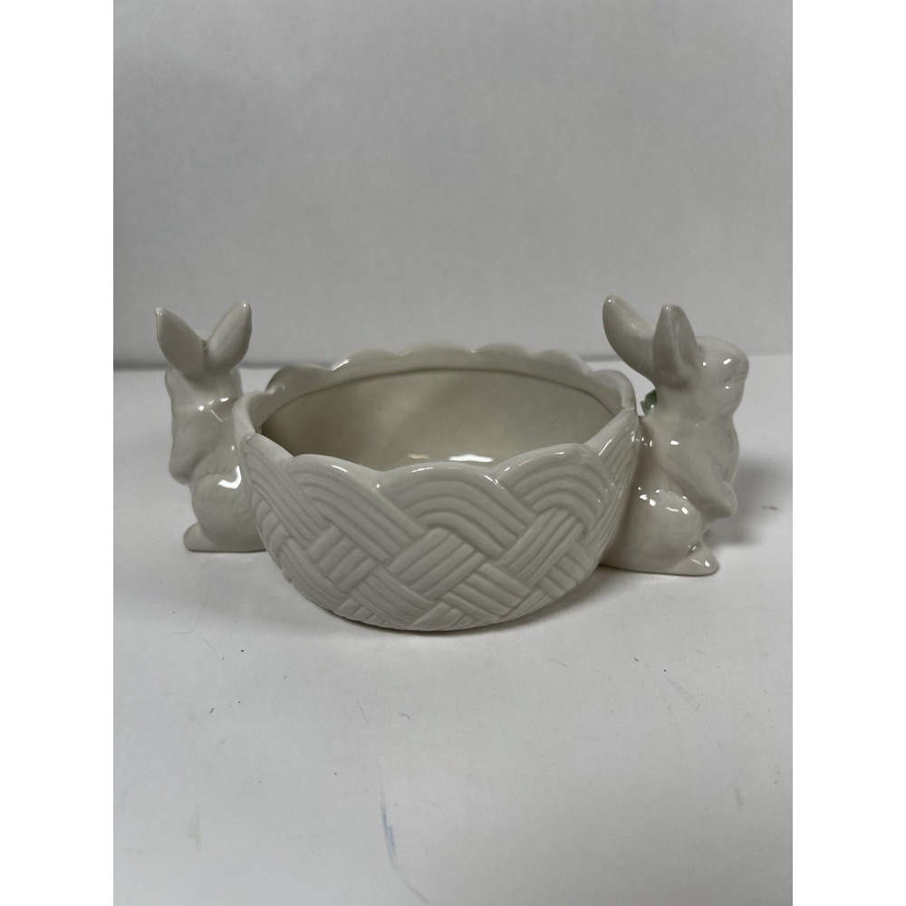 Bunny Love Double‎ Bunny Handled Bowl | Ceramic Easter Candy Dish | NEW - Picture 5 of 6